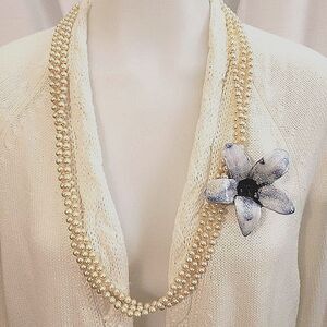Les Bernard Inc Faux Pearl with Ceramic Lilly